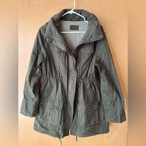 Nixon Olive Green Anorak Utility Military Women's Jacket with Drawstring Waist